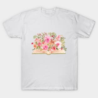 Watercolor Book with Pink Florals T-Shirt